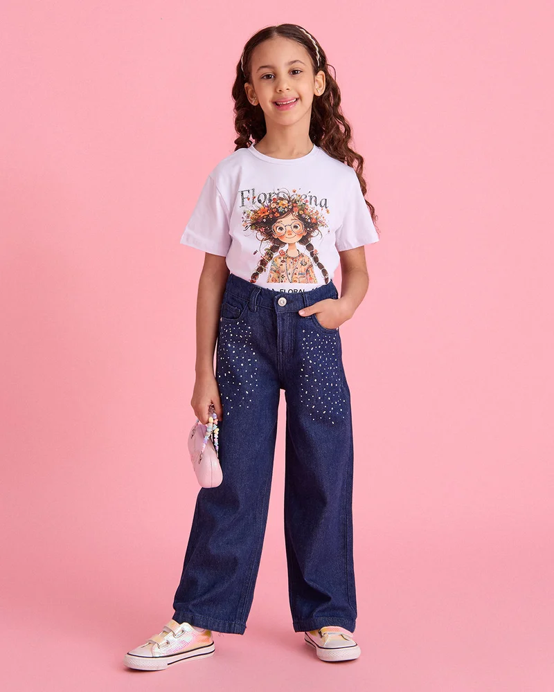 ردتاغ Girl White Print T-Shirt