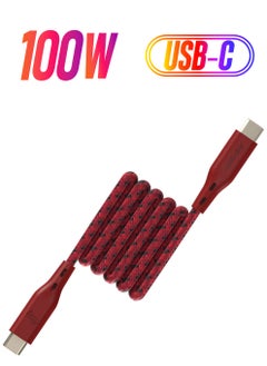 USB-C to Type-C Remson Rapid-Link Nylon Braided Cable Fast Charge & Data Sync 1.2 Meters Red