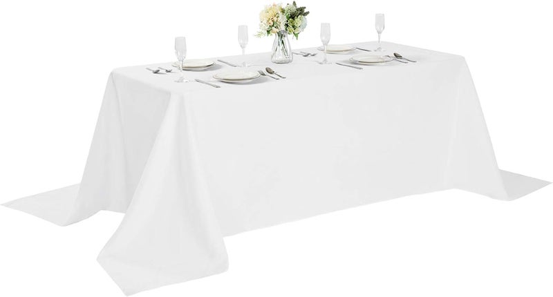 Cupuamon Rectangle Tablecloth 90x156 inch Washable Polyester Fabric Table Cloth for Wedding Party Dining Banquet Decoration（90x156, White） - Image 1