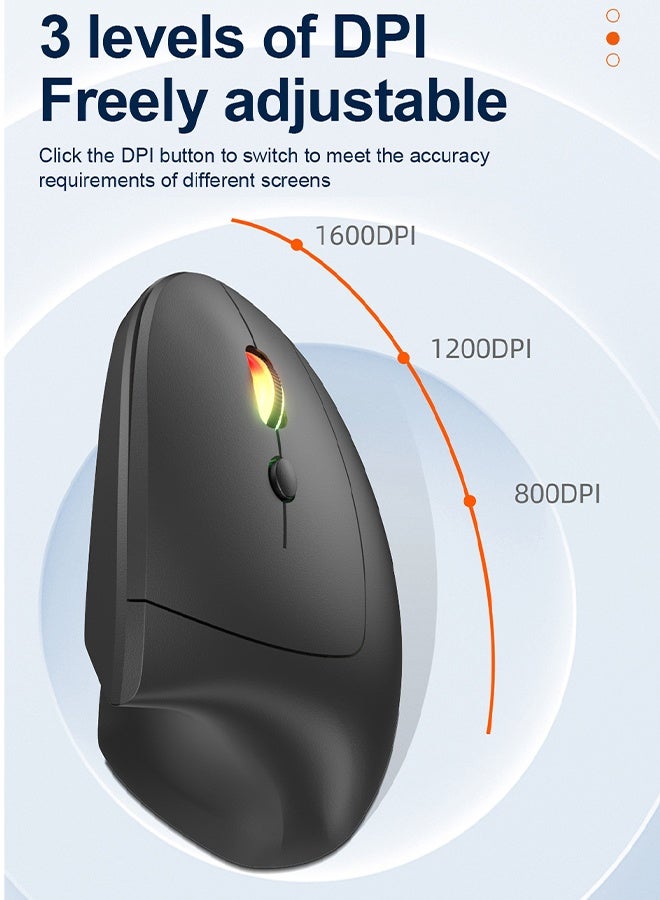 Vertical Wireless Mouse, 2.4G USB Wireless Mouse and Bluetooth Link, Ergonomic Mouse for MacBook, Computer, Laptop - Image 2