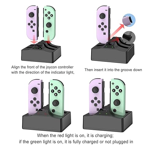 YCCSKY Joycon Charger for Nintendo Switch Joycon Controller, YCCSKY Charging Dock for 4 Switch Controllers, Charger Station with a USB Type-C Charging Cable - Image 4