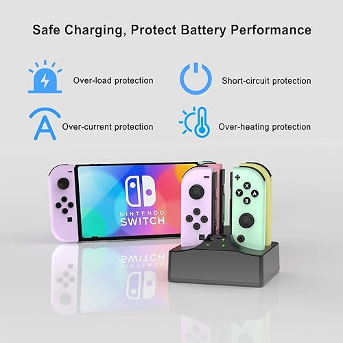 YCCSKY Joycon Charger for Nintendo Switch Joycon Controller, YCCSKY Charging Dock for 4 Switch Controllers, Charger Station with a USB Type-C Charging Cable - Image 3