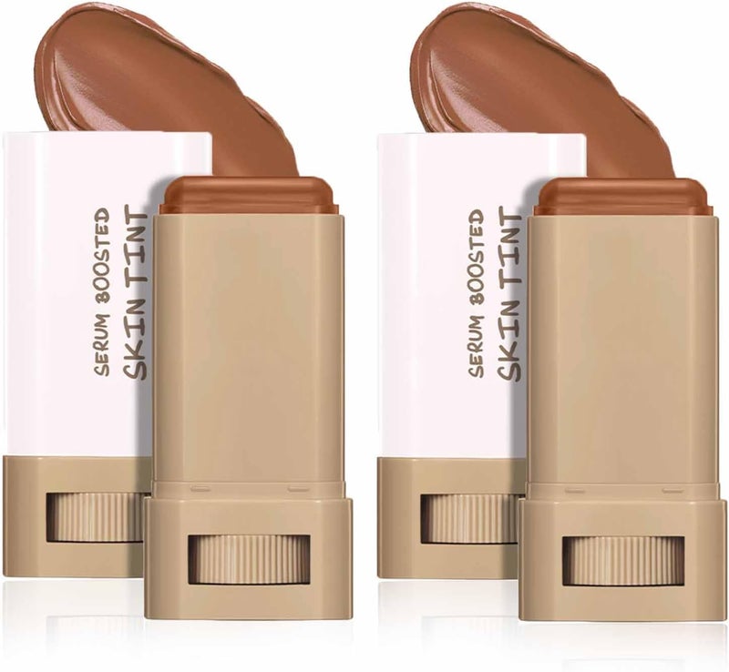 2Pcs Tinted Moisture Bronzer Stick SetNatural Matte Cream Concealer Contour StickHydratingLightweightBlendable Smooth Face Makeup Bronzing For Face Cheeks for InstantCold Toned