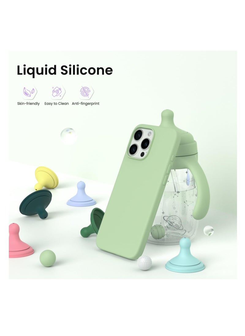 Aookay - Compatible with iPhone 16 Pro Case, [Silky and Soft Touch Series] Premium Soft Liquid Silicone Rubber Full-Body Protective Bumper Case for iPhone 16 Pro (Pistachio Green) - Image 1