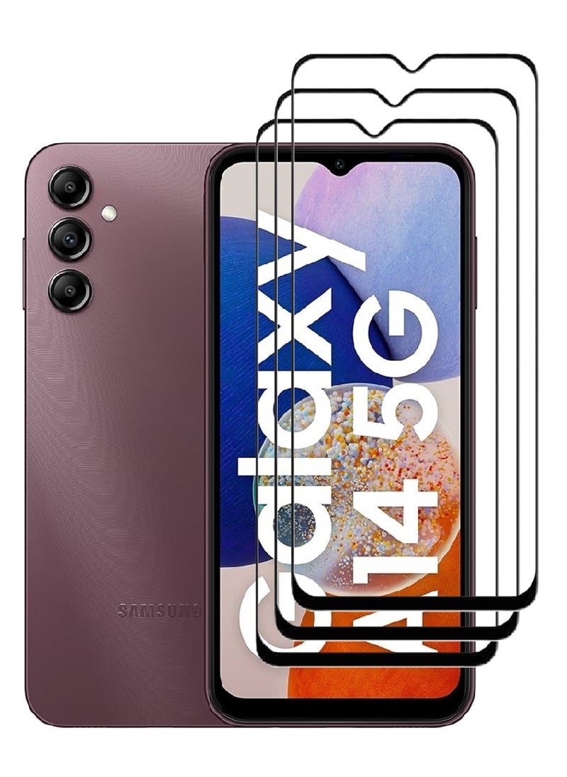 AINA 3 Pieces Tempered Glass Screen Protector 5D Designed For Samsung Galaxy A14 5G Full Glue Edge to Edge Full Screen Coverage And Bubble Free - Image 1