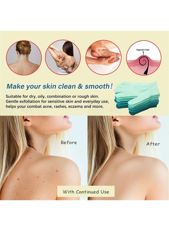 MIG4U Shower Exfoliating Scrub Gloves Medium to Heavy Bathing Gloves Body Wash Dead Skin Removal Deep Cleansing Sponge Loofah for Women and Men 5 Pairs 5 Colors - Image 5