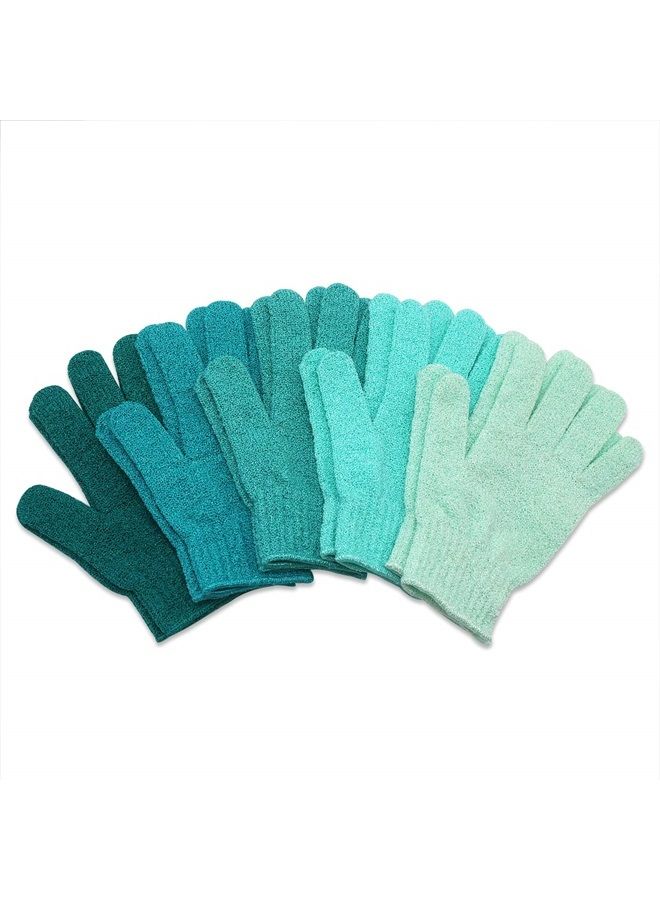 MIG4U Shower Exfoliating Scrub Gloves Medium to Heavy Bathing Gloves Body Wash Dead Skin Removal Deep Cleansing Sponge Loofah for Women and Men 5 Pairs 5 Colors - Image 2