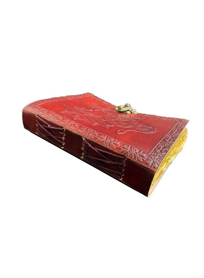 AzureGreen DOUBLE DRAGON Blank Page BOOK Handcrafted Leather Writing Unlined 5 x 7 JOURNAL (Vintage Brown) - Image 4