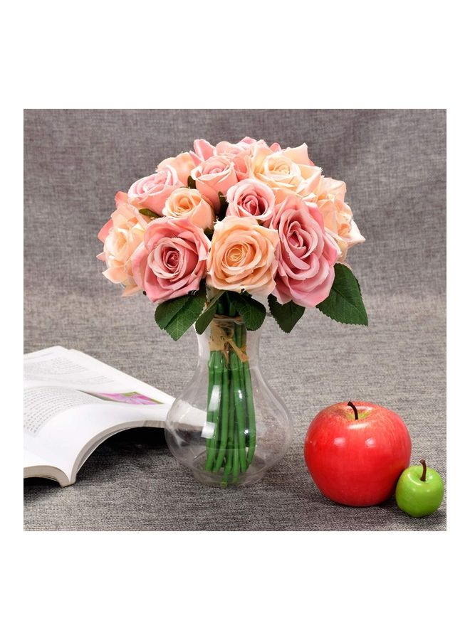 NIBEMINENT 18-Head Artificial Roses Flower Fake 2 Bouquets Multicolour - Image 4