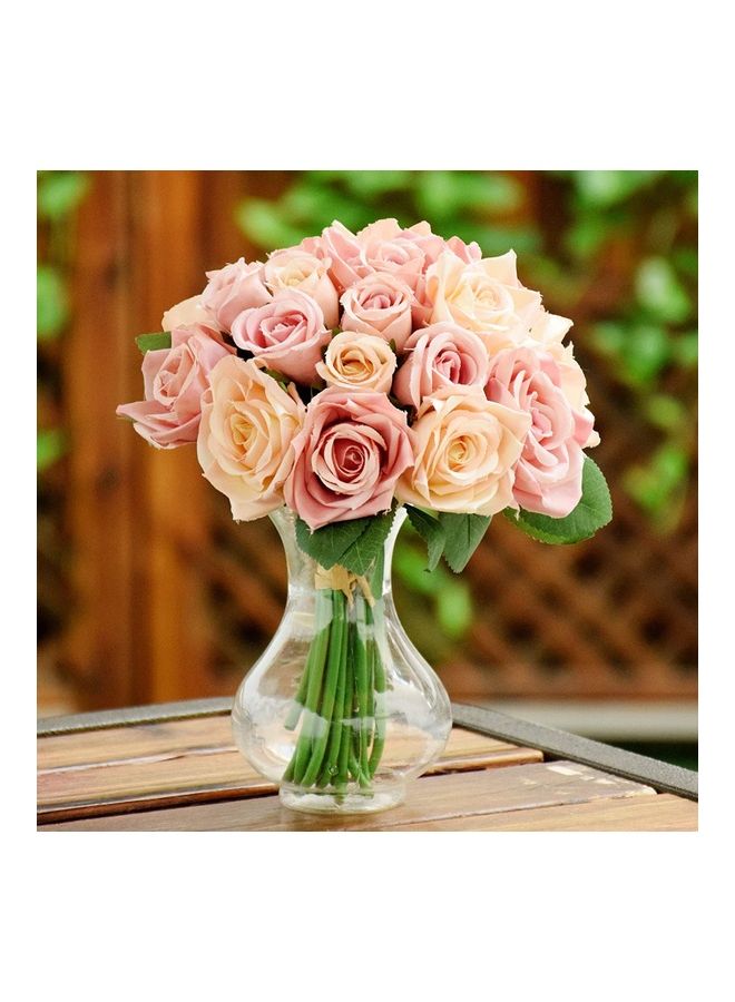 NIBEMINENT 18-Head Artificial Roses Flower Fake 2 Bouquets Multicolour - Image 5