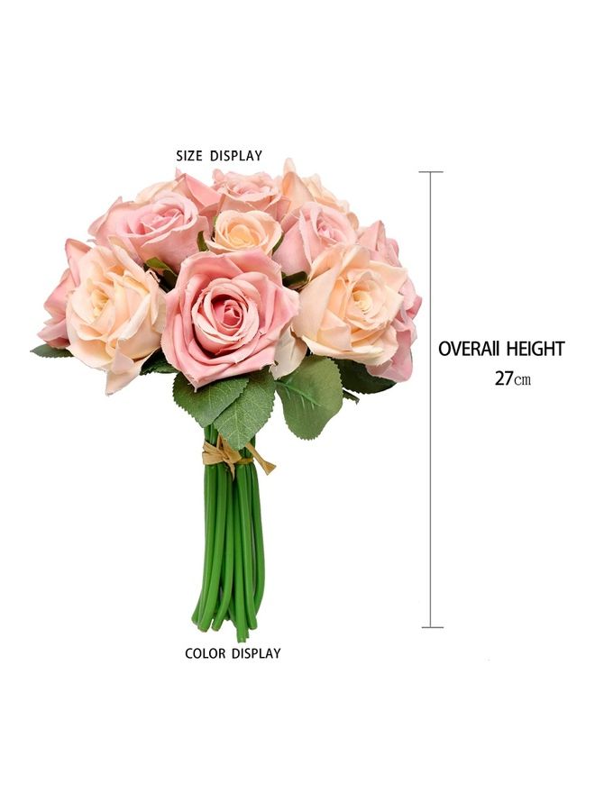 NIBEMINENT 18-Head Artificial Roses Flower Fake 2 Bouquets Multicolour - Image 2