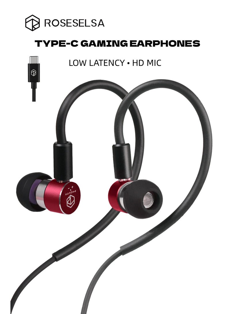 ROSESELSA Photon Pro Type-C Wired Gaming Earphones with Mic, Low Latency USB-C IEM Earbuds, 8mm Driver, CNC Aluminum Body, Compatible with iPhone 15/16, Samsung, Android & PC - Image 1