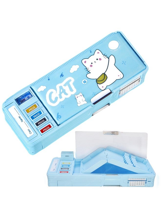 FunBlast Multifunctional Pencil Box For Kids, Kids Pencil Box For Boys & Girls, Magnetic Pencil Box For Boys, Pop Up Pencil Box, Pencil Case For Kids (Cat, Canvas, Multicolor) - Image 1