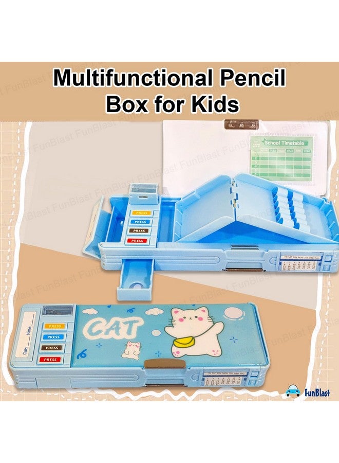 FunBlast Multifunctional Pencil Box For Kids, Kids Pencil Box For Boys & Girls, Magnetic Pencil Box For Boys, Pop Up Pencil Box, Pencil Case For Kids (Cat, Canvas, Multicolor) - Image 3