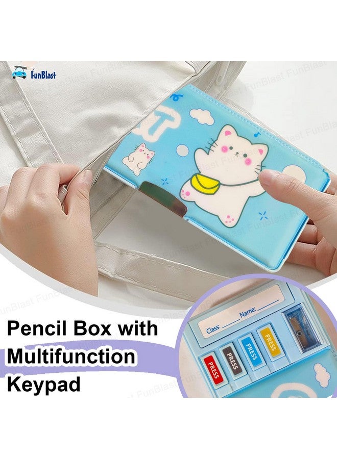 FunBlast Multifunctional Pencil Box For Kids, Kids Pencil Box For Boys & Girls, Magnetic Pencil Box For Boys, Pop Up Pencil Box, Pencil Case For Kids (Cat, Canvas, Multicolor) - Image 4
