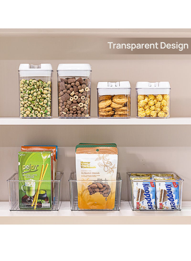 في توب مارت Vtopmart حاوية تخزين طعام بلاستيكية شفافة 6 قطع، حاويات وجبات خفيفة مكونة من 4 أقسام للمطبخ، سطح العمل، الثلاجة، مكتب المكتب، تنظيم الخزانة - Image 2