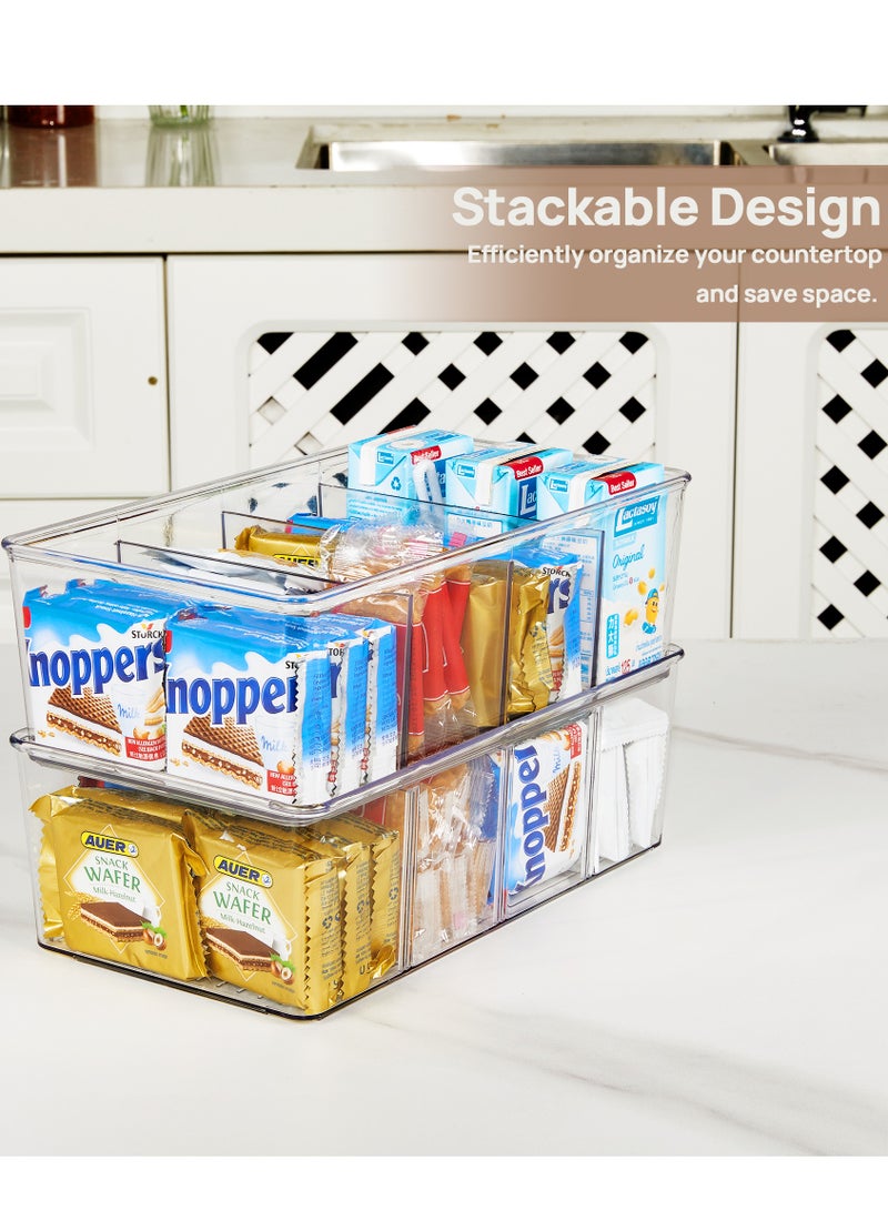 في توب مارت Vtopmart حاوية تخزين طعام بلاستيكية شفافة 6 قطع، حاويات وجبات خفيفة مكونة من 4 أقسام للمطبخ، سطح العمل، الثلاجة، مكتب المكتب، تنظيم الخزانة - Image 3
