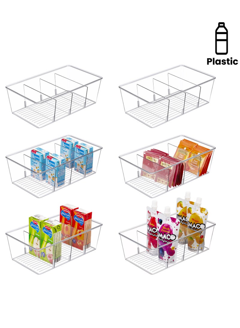 في توب مارت Vtopmart حاوية تخزين طعام بلاستيكية شفافة 6 قطع، حاويات وجبات خفيفة مكونة من 4 أقسام للمطبخ، سطح العمل، الثلاجة، مكتب المكتب، تنظيم الخزانة - Image 1