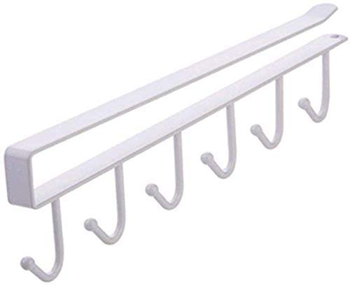GION 6 Hooks Hanger Coffee Mug Cup Holder Rack Organizer Stand Bathroom Kitchen Storage Rack Cupboard Hanging Hook Shelf Dish Cabinet Hook Hanger Shelf 1Pcs White - Image 5