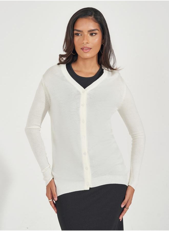 Styli - Regular Fit Button Placket Cardigan - Image 1