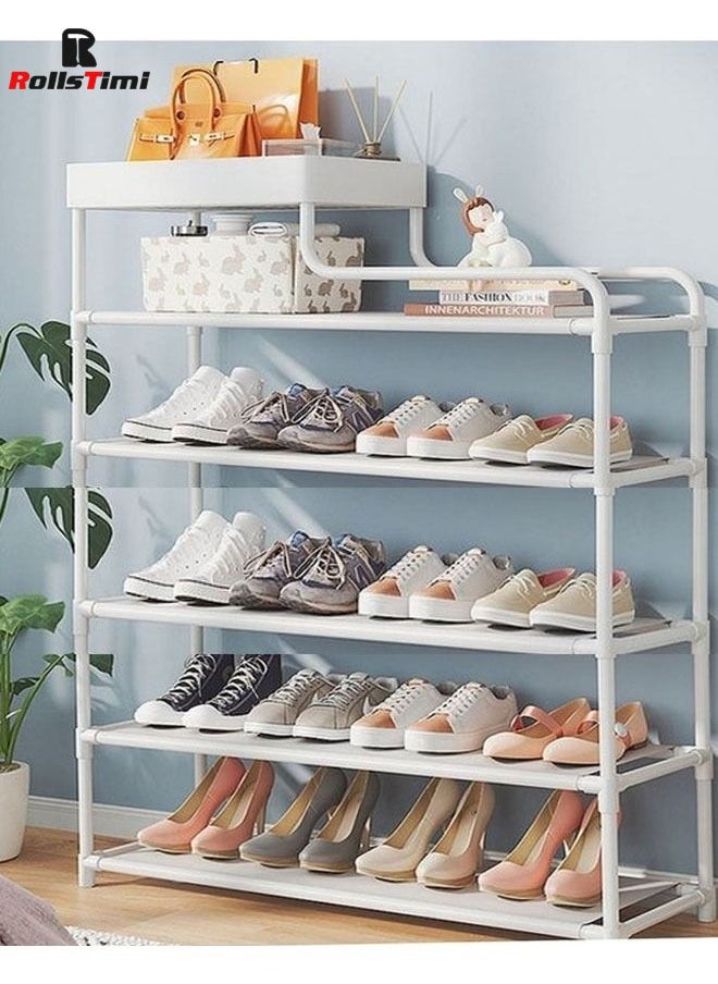 RollsTimi  6 Tier Freestanding with Storage Box Shoe Organizers for Entrance Hallway Front Door Living Room Shoe Cabinet,White  - Image 2