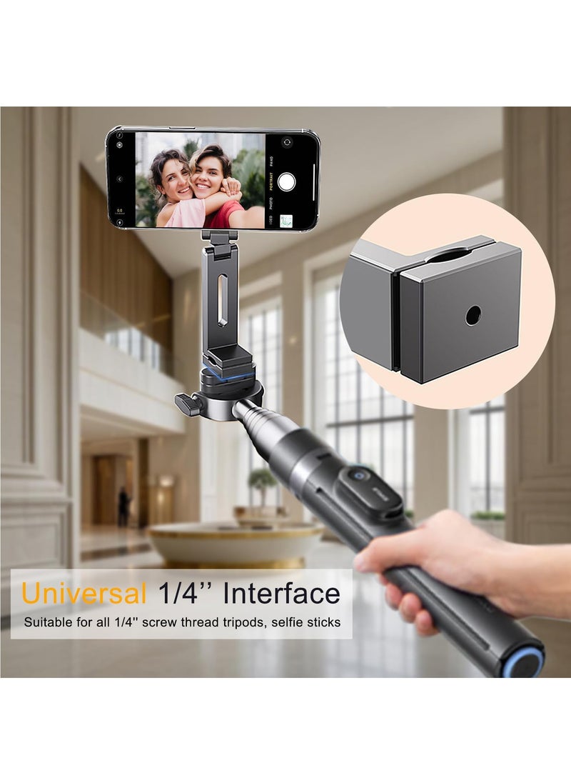 Magnetic Clip-On Phone Holder for iPhone & Android | 360° Adjustable Stand for Travel Desk Shopping Carts | Universal 1/4” Tripod Mount | Hands-Free & Creators Friendly (Grey)