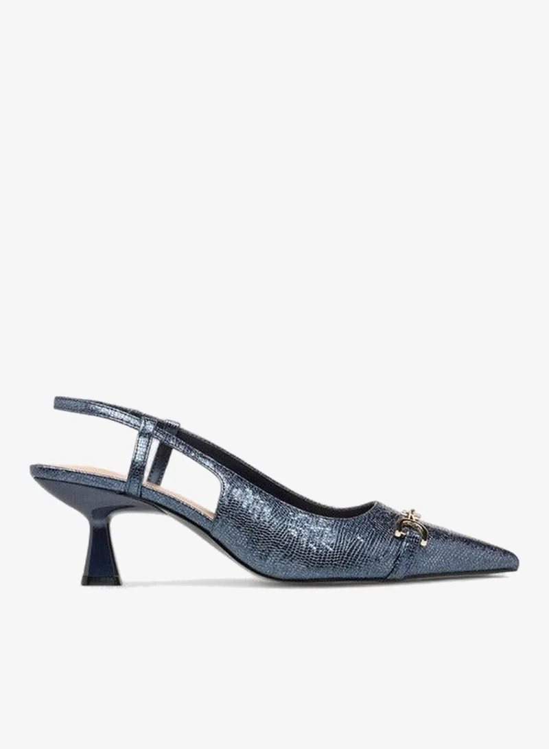 Celeste Women's Metal Accent Slingback Shoes with Kitten Heels