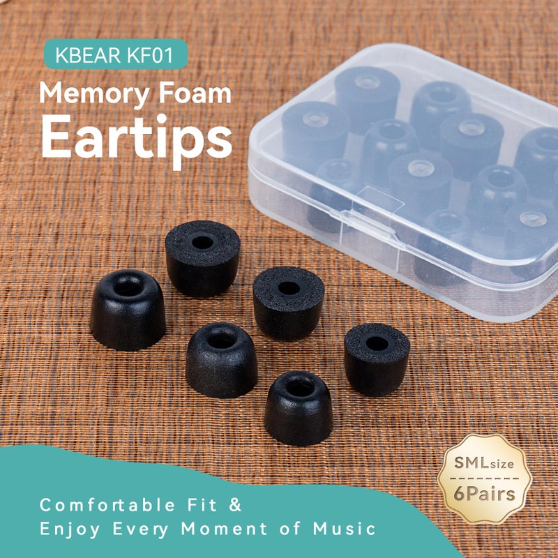 Kinboofi 6 Pairs KBEAR KF01 Memory Foam Eartips, KINBOOFI KZ ZS10 PRO Silicone IEM Eartips Earbuds for KZ ZST ZS10 PRO X AS10 AS24 ZSN PRO X ZS10 PRO2 TANGZU WAN'ER CCZ DC02 DC01-PRO Wired Headphone - Image 2