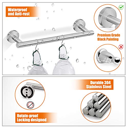 Tudoccy 5-Pieces Bathroom Hardware Set Brushed Nickel SUS304 Stainless Steel Round Wall Mounted - Includes 16" Hand Towel Bar, Toilet Paper Holder, 3 Robe Towel Hooks,Bathroom Accessories Kit - Image 5