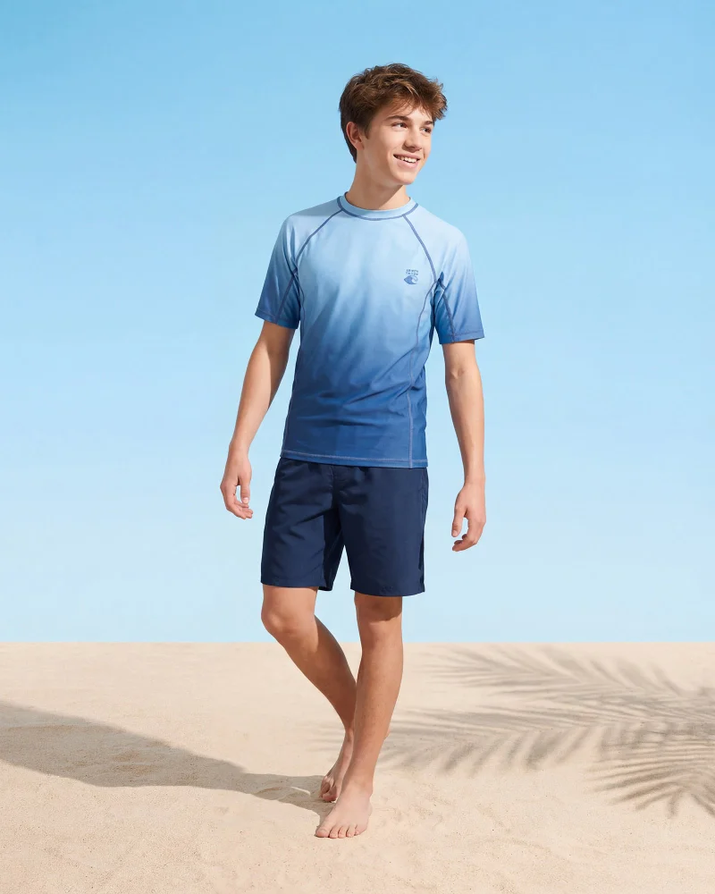 Redtag Senior Boys Blue Plain Swimwear T-Shirt
