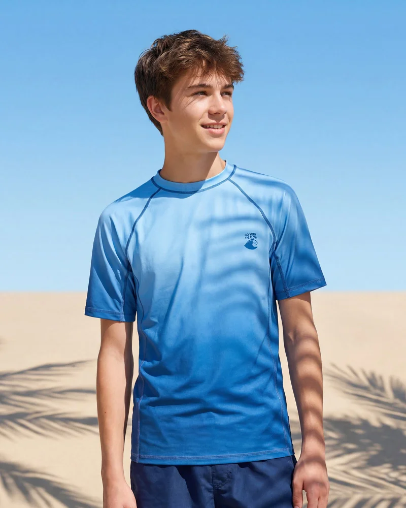 Redtag Senior Boys Blue Plain Swimwear T-Shirt