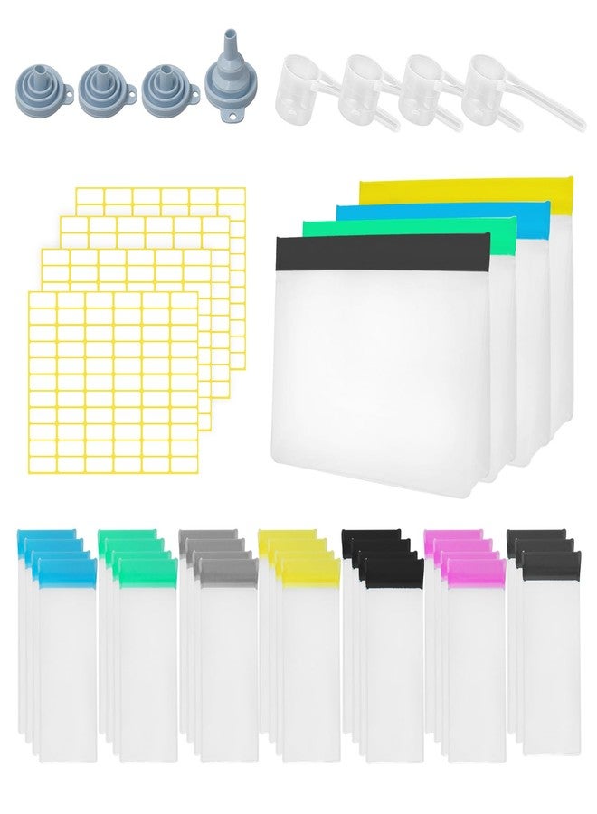 SENONAPO 44 Pcs Protein Powder Travel Set - Reusable Supplement Containers with 28 Single Dose Bags & 4 Large Portable Organizer Zip Bags - Image 1