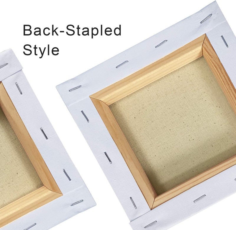 Phoenix Small Stretched Canvas for Painting 5x5 Inch/8 Value Pack, 8 Oz Triple Primed 5/8 Inch Profile 100% Cotton White Blank Canvas, Square Framed Canvas for Oil Acrylic & Pouring Art - Image 4