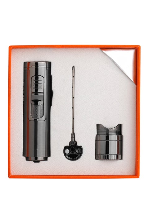 Windproof Torch Lighter, Holder, Needle,Windproof Single Torch Refillable Butane Gas Lighter with Punch ( without butane gas )