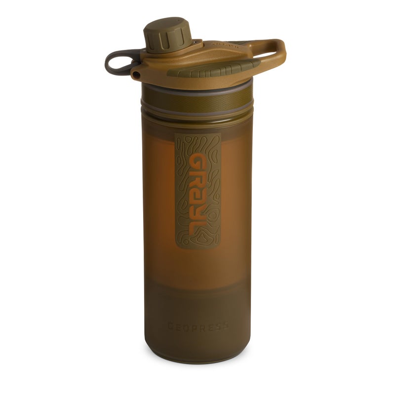 GRAYL GeoPress 24 oz Water Purifier Bottle - Filter for Hiking, Camping, Survival, Travel (Coyote Brown) - Image 1