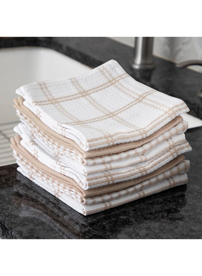 T-fal Premium Waffle Dish Cloths: Highly Absorbent, Super Soft Long Lasting - 100% Cotton, 12"x13" Towel for Cleaning & Drying, (8-Pack), Sand - Image 2