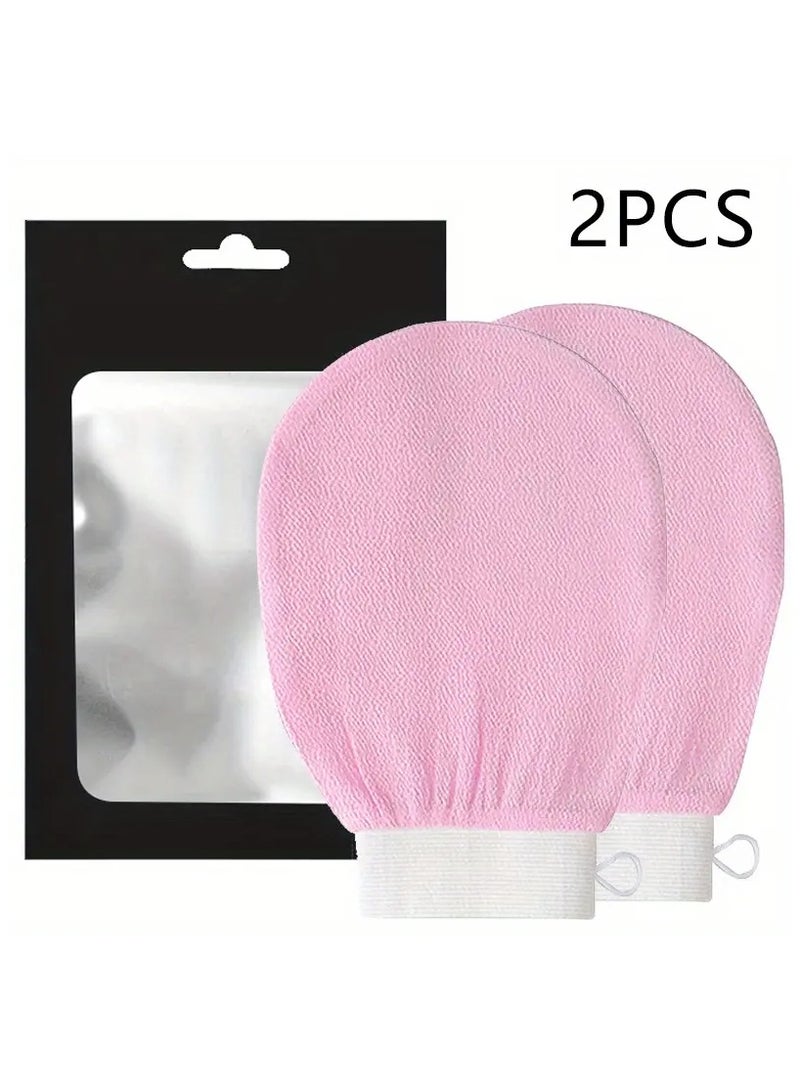 2PCS Korean Loofah for Cleaning the Skin and Exfoliating The Skin Viscose Shower Glove For Making Moroccan Bath At Home Pink Color  - Image 1