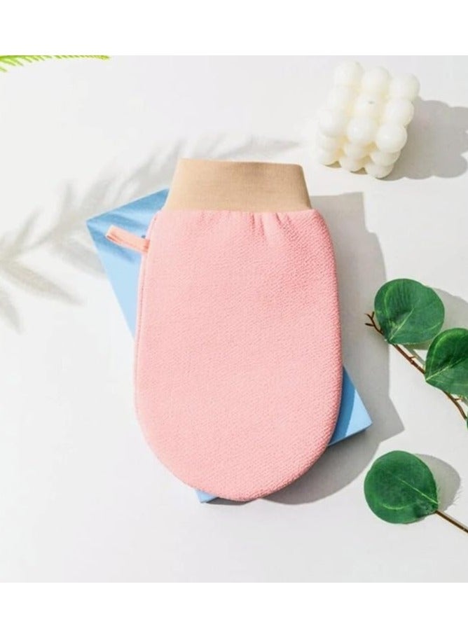 2PCS Korean Loofah for Cleaning the Skin and Exfoliating The Skin Viscose Shower Glove For Making Moroccan Bath At Home Pink Color  - Image 2