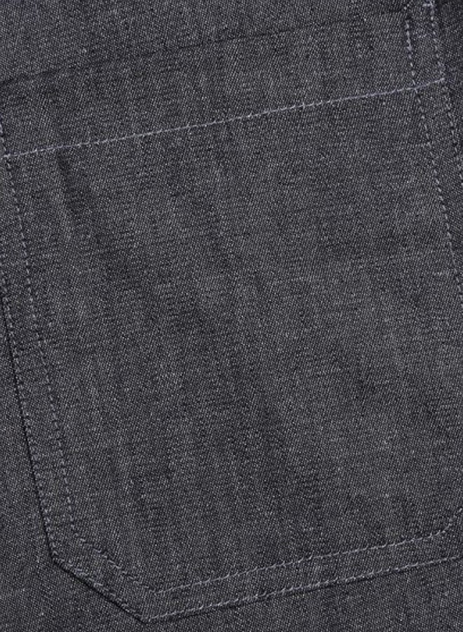 NIBEMINENT Turn-Down Collar Short Sleeves Shirt Dark Grey  - Image 3