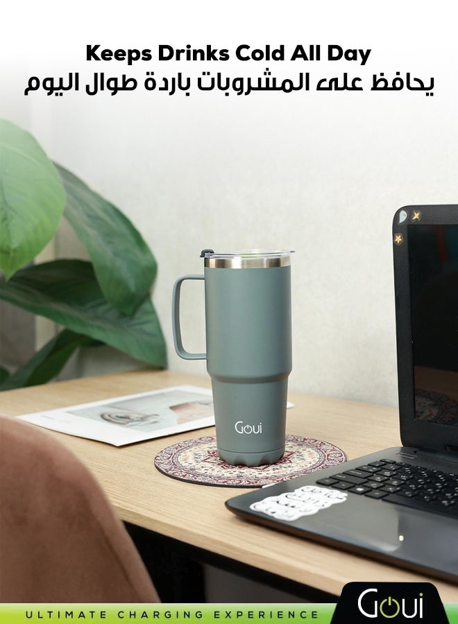جوي كوب حراري من الفولاذ المقاوم للصدأ مع مقبض – عزل مفرغ مزدوج الجدران للمشروبات الساخنة والباردة، سعة 600 مل، تصميم مريح، مانع للتسرب، متين وصديق للبيئة، كوب سفر ممتاز - Image 3