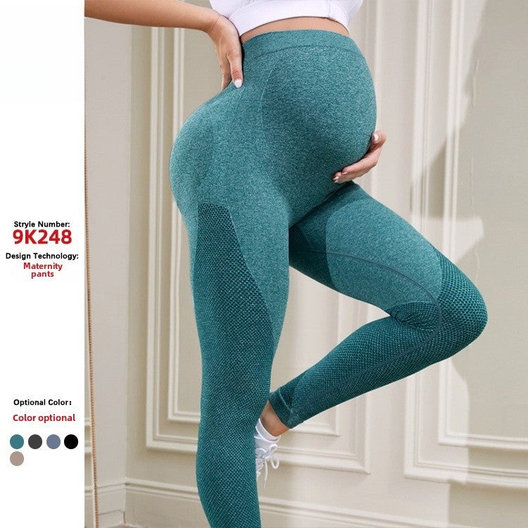 Pregnant Womens Pants Spring and Autumn Outer Wear High Waist Casual Leggings Early Pregnancy Fashion Pregnant Womens Abdominal Yoga Pilates Pants sea green  - Image 2