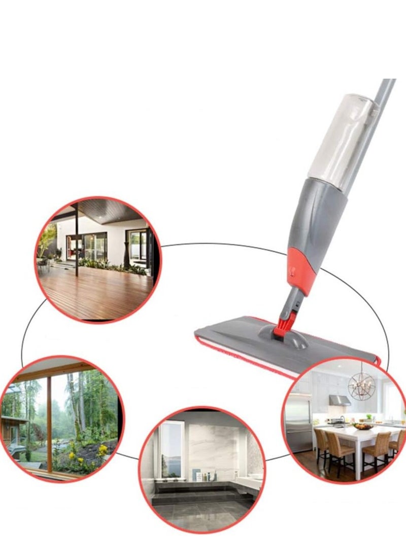 Red Floor Mop with Gray Spray Mop Heads / Silver / Red Spare Parts 3 Pieces - Image 2