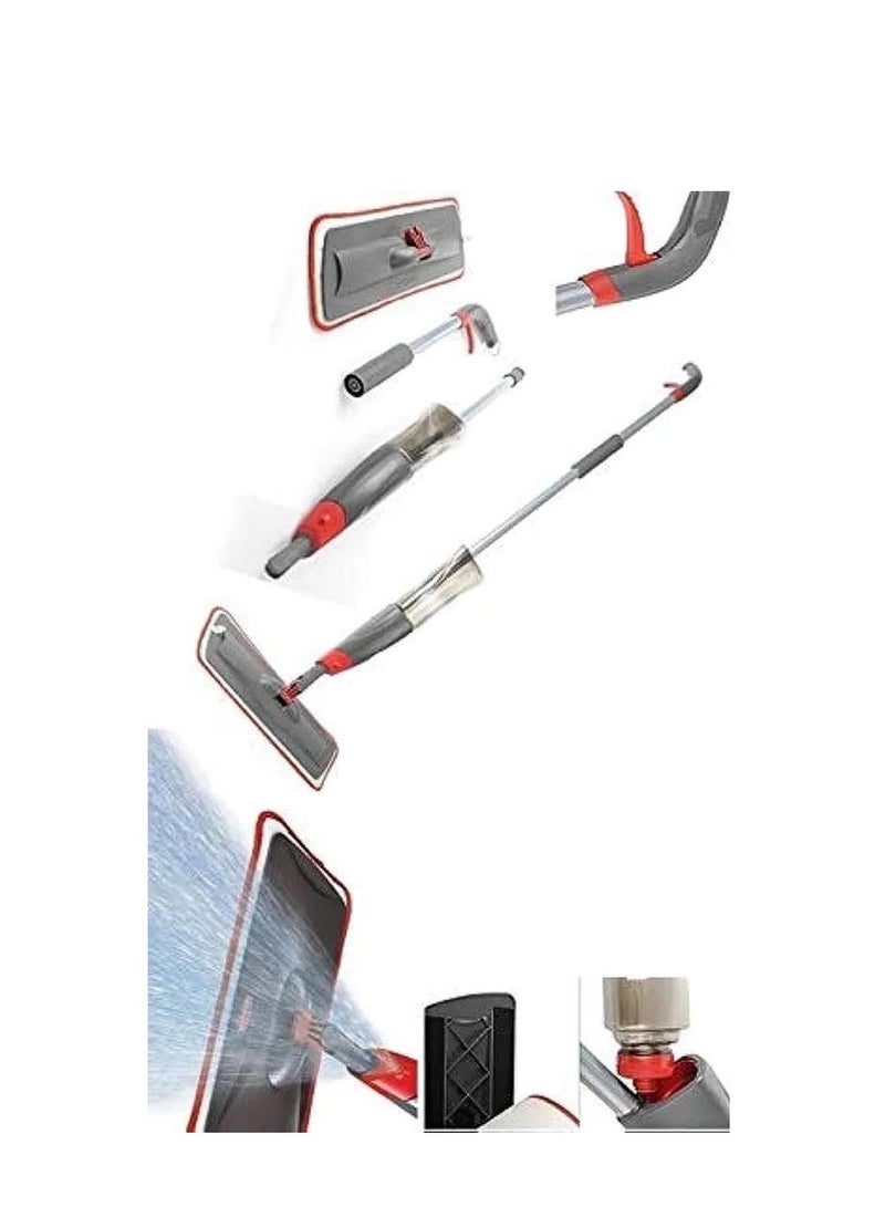 Red Floor Mop with Gray Spray Mop Heads / Silver / Red Spare Parts 3 Pieces - Image 4
