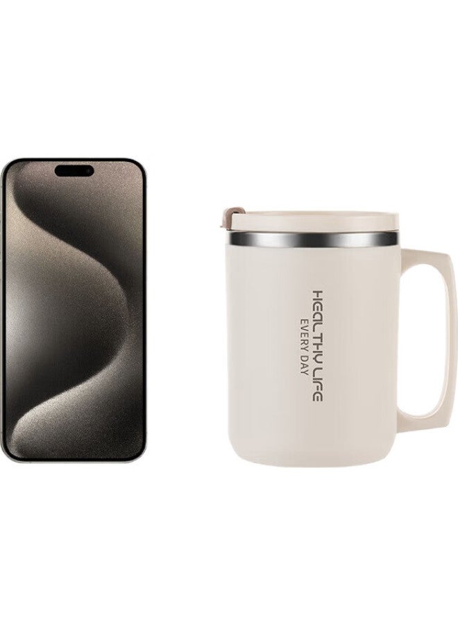 Caizhi 304 Stainless Steel Water Cup, Mug, Coffee Cup With Lid, Double-Layer Insulated Drinking Cup For Home Use, Coffee White Cz6228 - Image 3