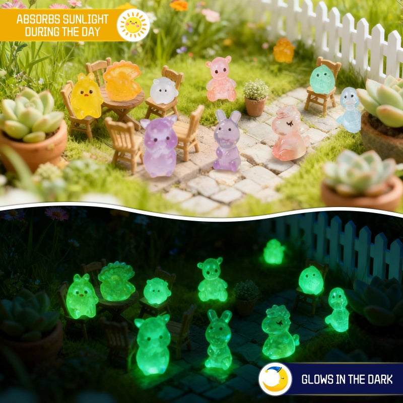 TQBAJ 100pcs Mini Glow in The Dark Animal Resin Models, Mystery Resin Animals Blind Bag, DIY Fairy Garden House Micro Landscape Aquarium Decor, Individually Wrapped Blind Bag - Image 3
