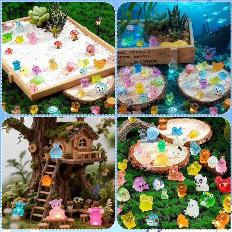 TQBAJ 100pcs Mini Glow in The Dark Animal Resin Models, Mystery Resin Animals Blind Bag, DIY Fairy Garden House Micro Landscape Aquarium Decor, Individually Wrapped Blind Bag - Image 5