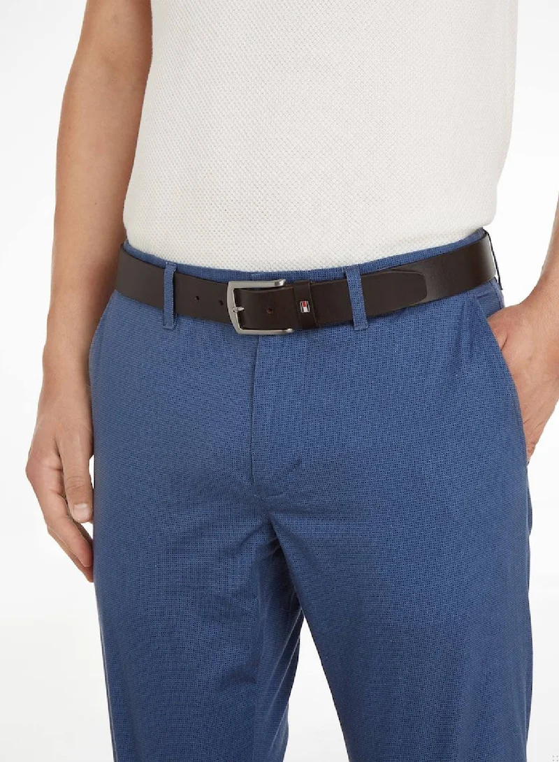 TOMMY HILFIGER Men's Denton Flag Keeper Leather Belt - Leather, Brown