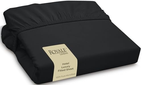 Royale Linens Fitted Sheet California King  Ultra Soft 1800 Brushed Microfiber  Hotel Luxury Bottom Sheets  Wrinkle Free  Fade Resistant  Deep Pocket Fitted Sheet Only King Cal Black