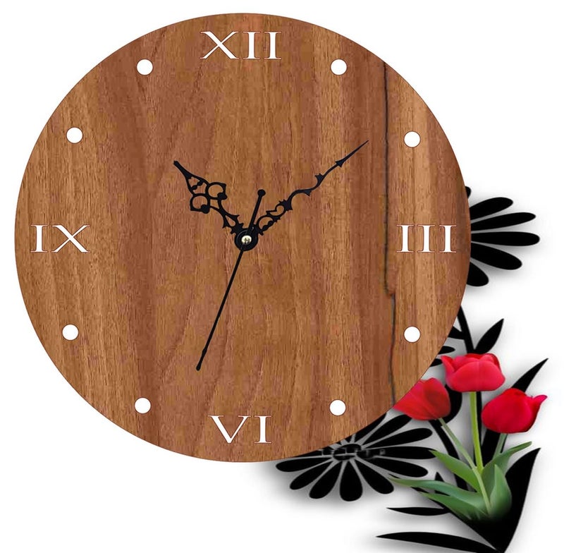 ADK Wall Clock MDF Wood Modern Clock Trendy Silent NonTicking Battery Operated Wall Clocks for Living RoomHomeKitchenBedroomOfficeSchool Decor DN34 Brown 142 - Image 5
