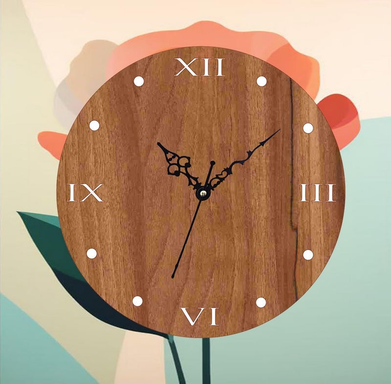 ADK Wall Clock MDF Wood Modern Clock Trendy Silent NonTicking Battery Operated Wall Clocks for Living RoomHomeKitchenBedroomOfficeSchool Decor DN34 Brown 142 - Image 2